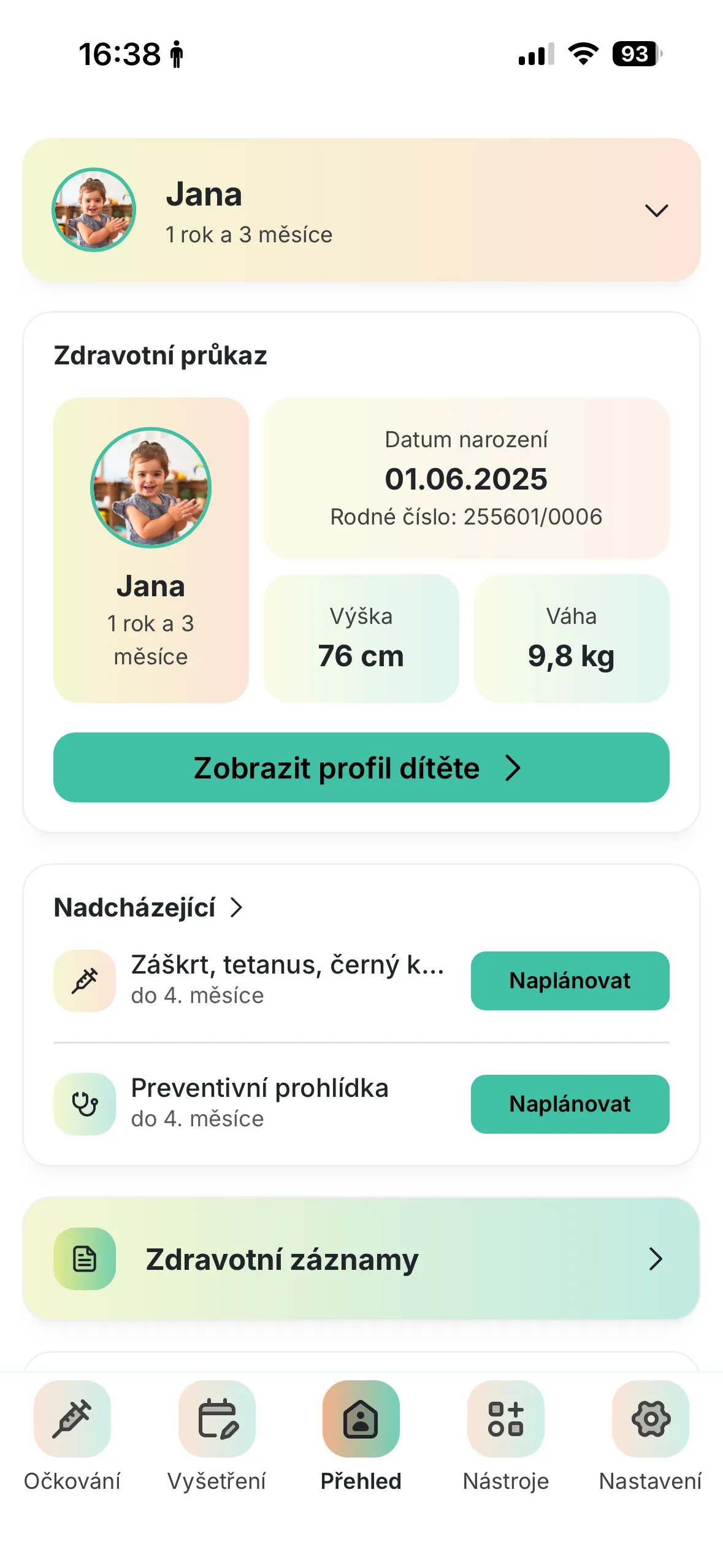 Zdravotní průkaz dítěte od narození do 18 let